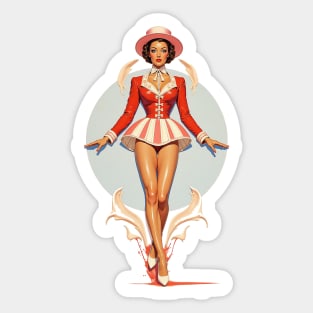 Carnival Queen of Hearts Sweet Sophistication and Playful Allure in a Pop Art Portrait Sticker